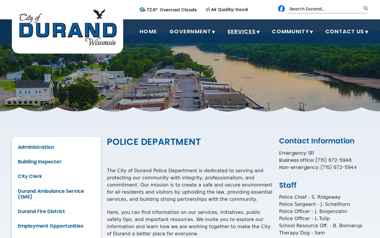 Durand Police Department criminal records information