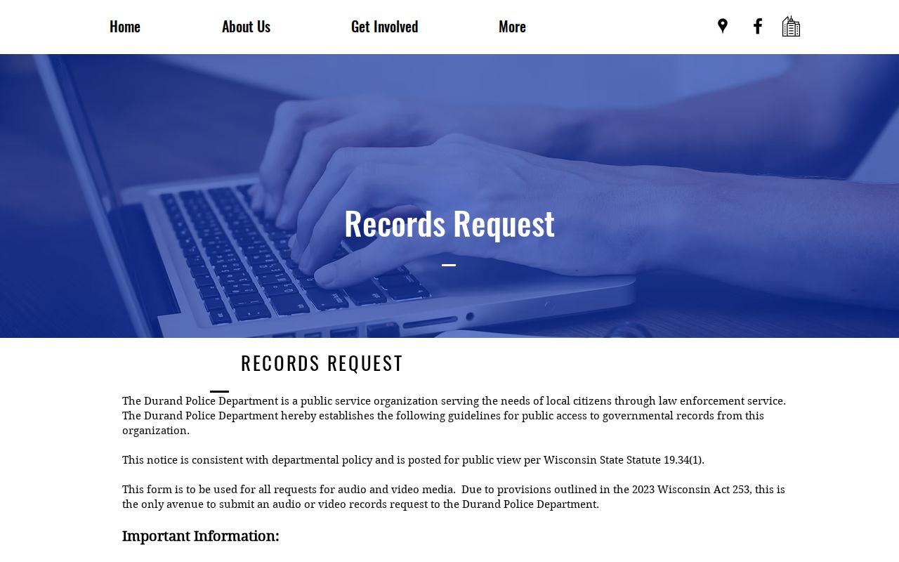 Durand police criminal records request form