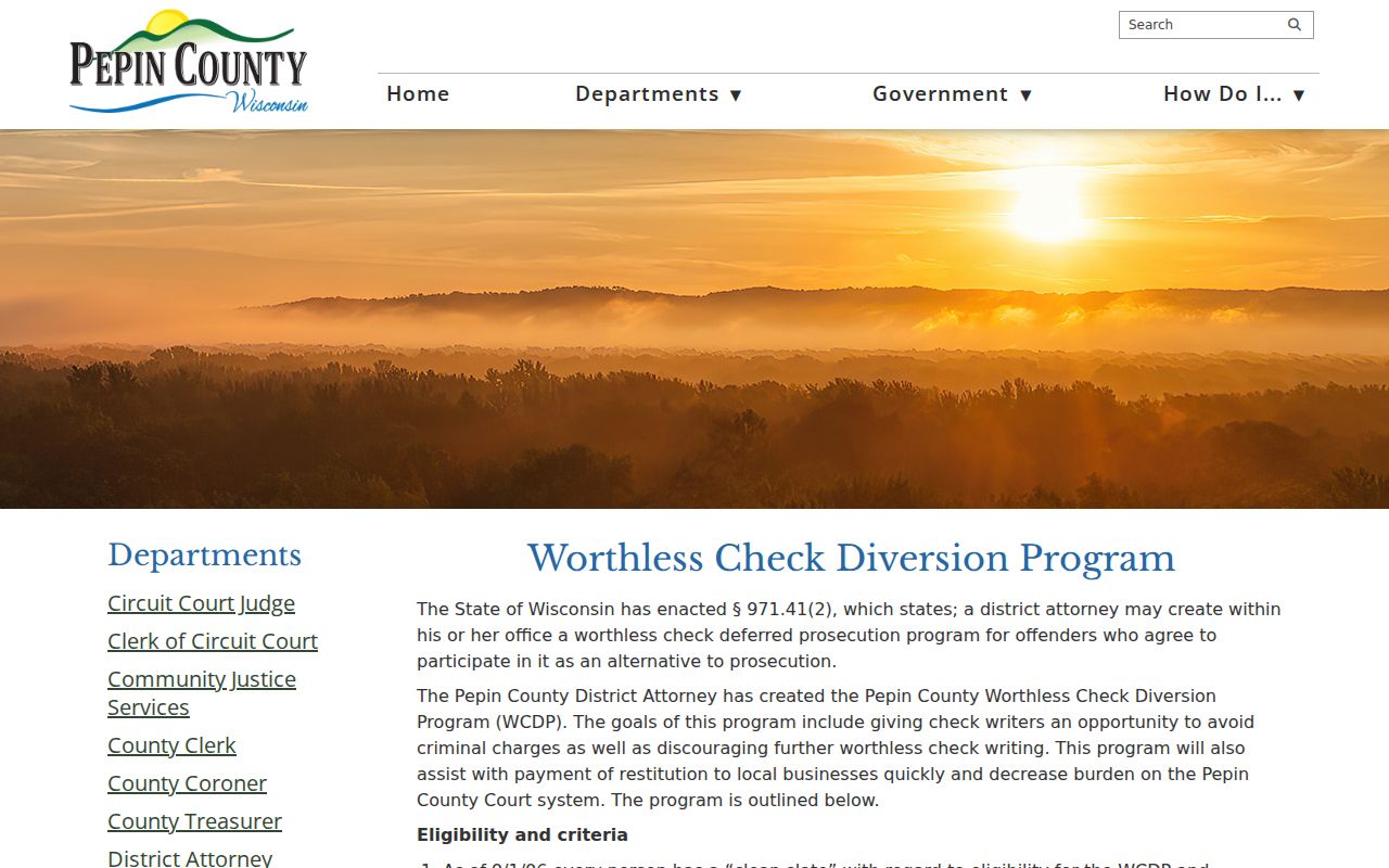 Durand criminal records and Pepin County diversion program