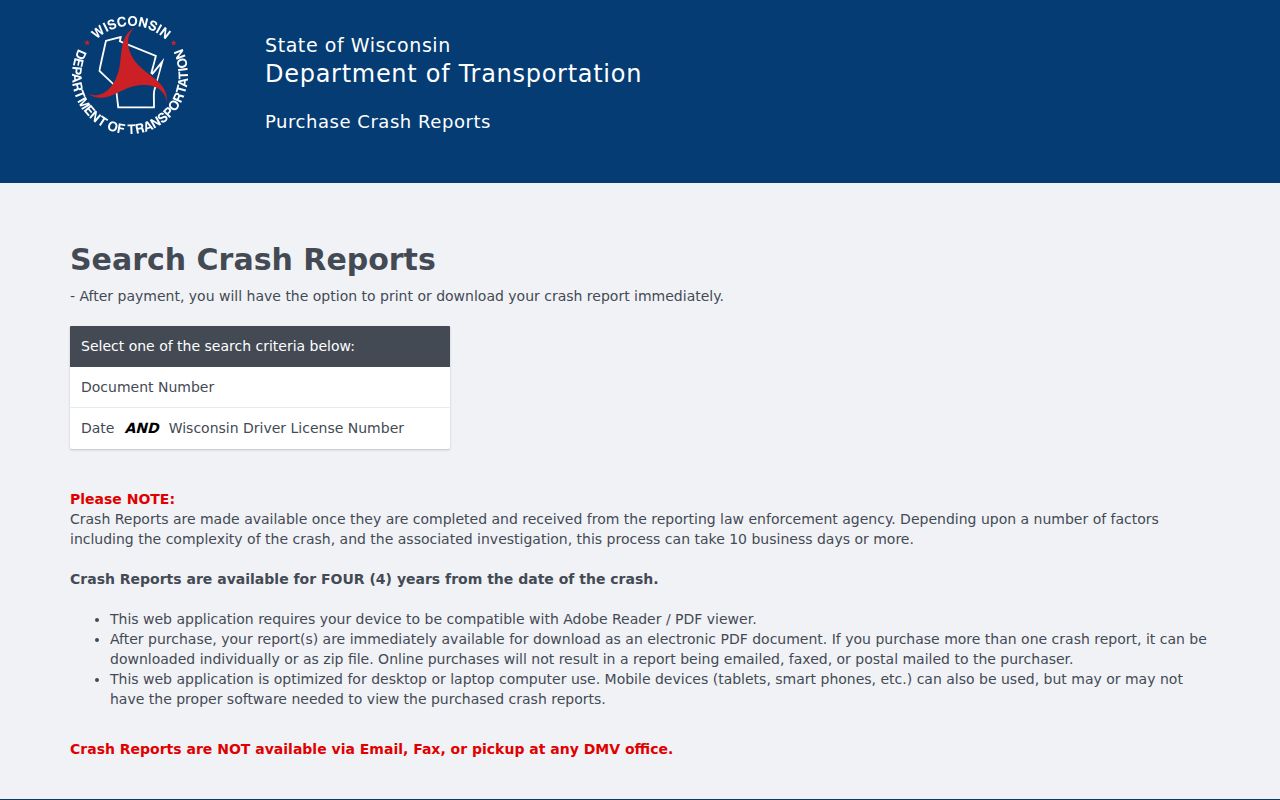 Pepin County arrest-related Wisconsin crash report search
