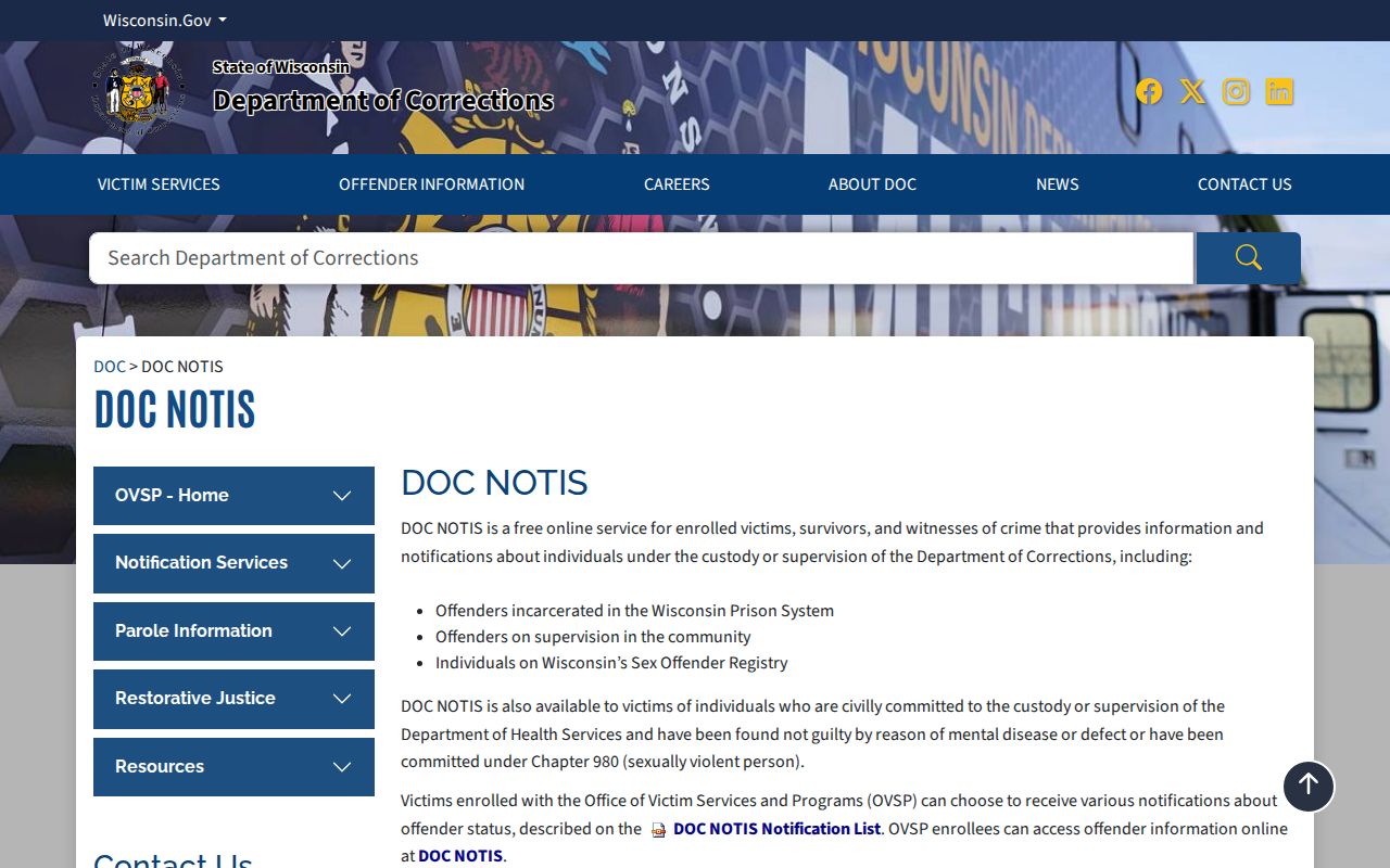 Pepin County sex offender notification information from Wisconsin DOC
