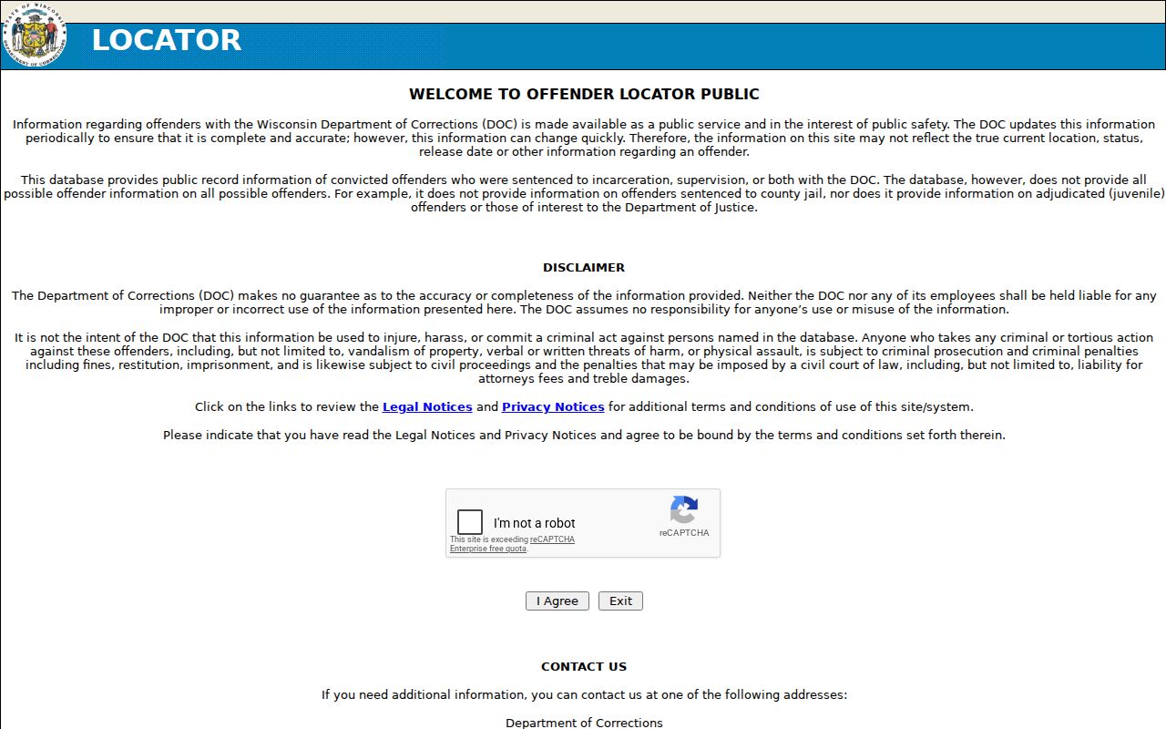 Pepin County criminal records Wisconsin DOC locator